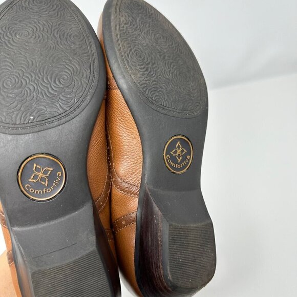 Comfortiva Women's Leather Slip On Tan/Brown Shoes Size 8 Loafers Pumps - Picture 11 of 13